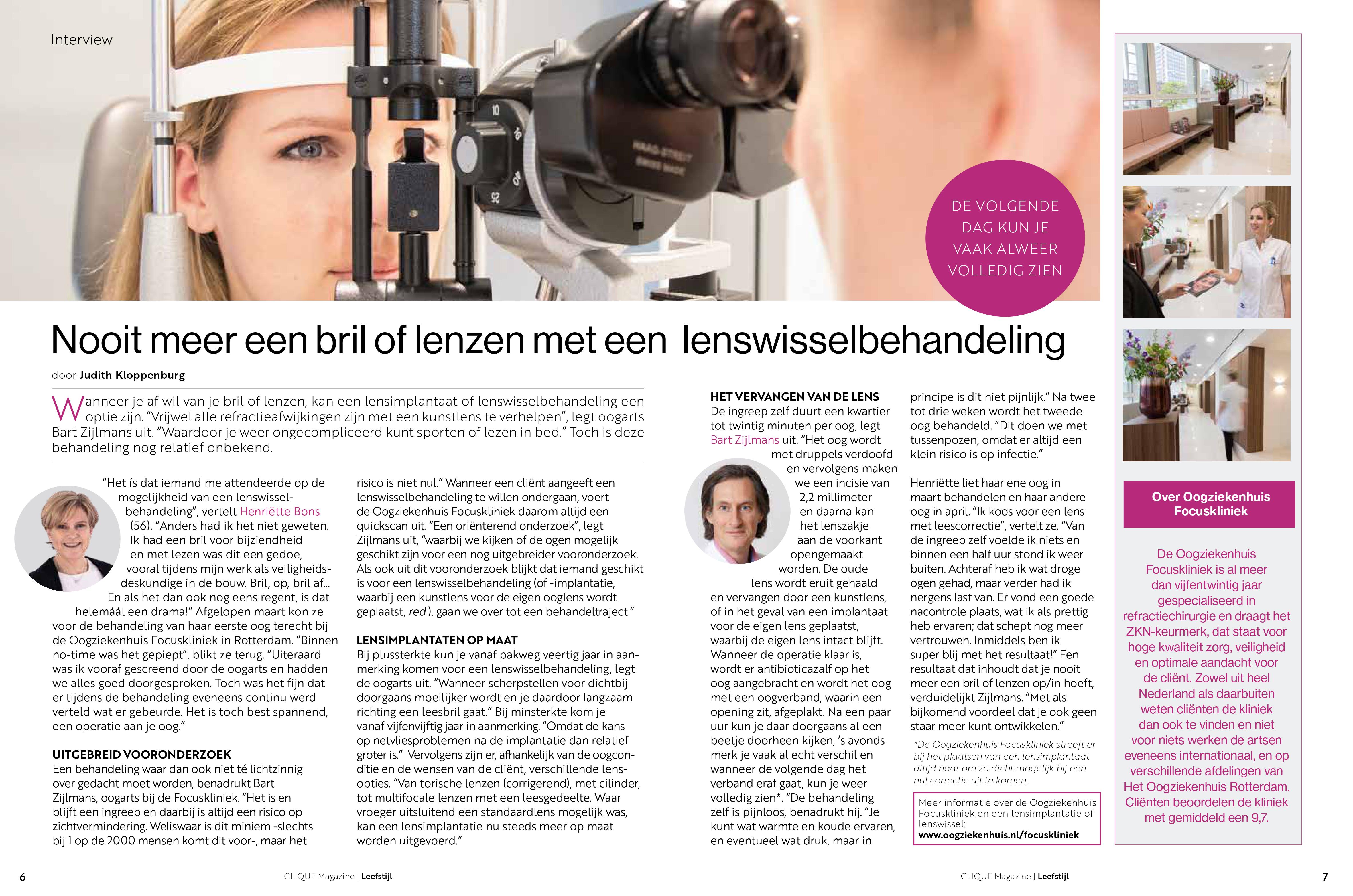 Nooit meer een bril of lenzen met een lenswisselbehandeling