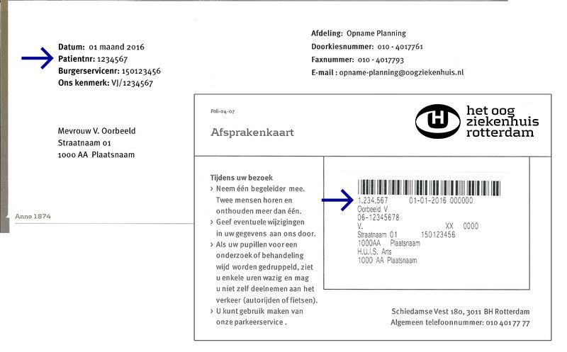 Waar vind ik mijn patiëntnummer?