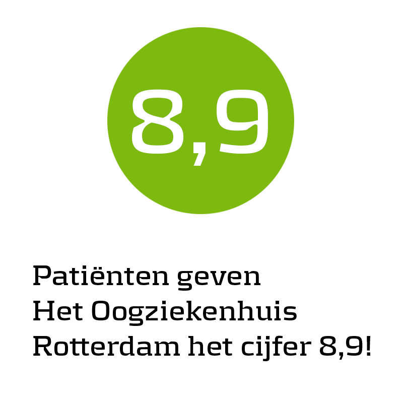 Patiënten geven Het Oogziekenhuis Rotterdam het cijfer 8,9!