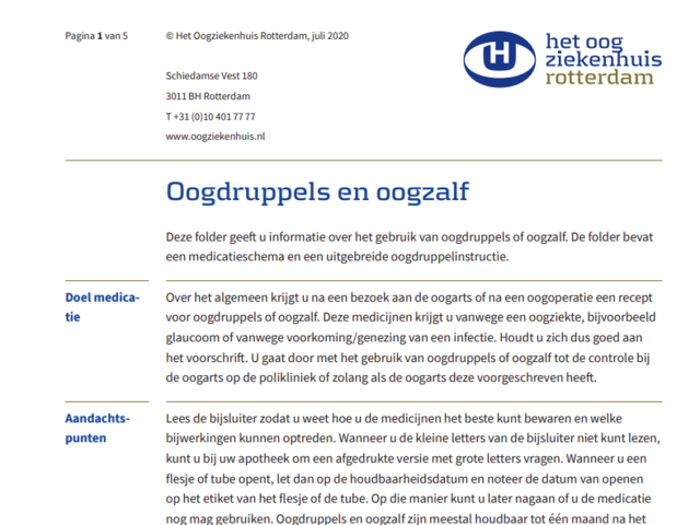 Voorbeeldweergave van een digitale folder van Het Oogziekenhuis Rotterdam